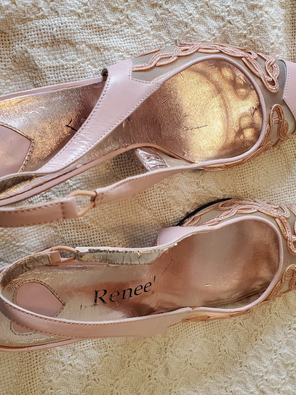 J.Renee Blush Pink Slingback Mules with Metallic Rose Insole